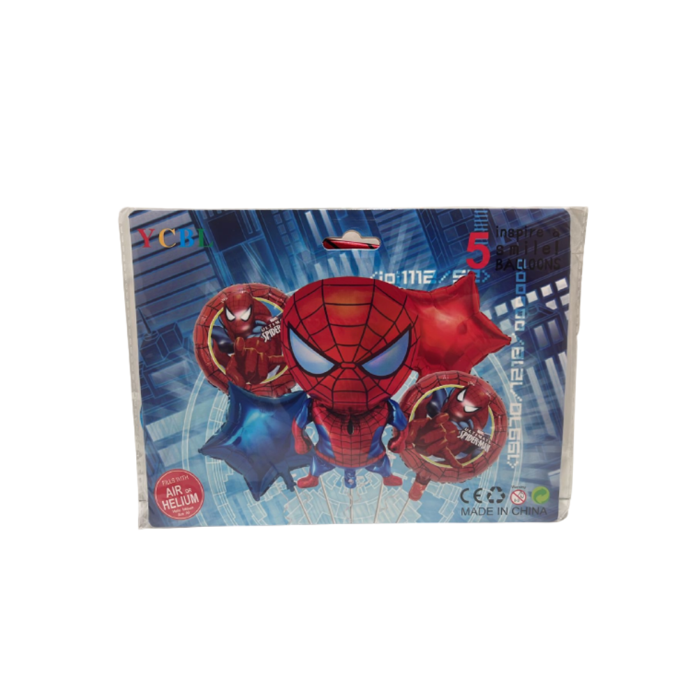 Globos metalizados x5 piezas Edición Spiderman – KukiBet Jugueterias
